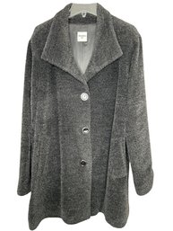 Vintage Cinzia Rocca Angora & Wool Charcoal Coat - Italy Size 14