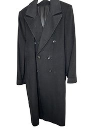 Vintage Saks Fifth Avenue Fleurette 100 Percent Cashmere Long Coat Size 12 - Black