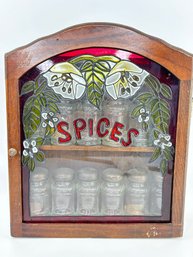 Vintage Stained Glass, Wall Hanging Spice Rack