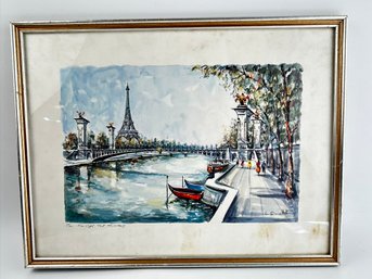 Vintage Paris Eiffel Tower Lithograph By G. Ducolfet