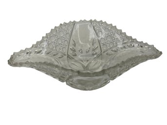 Cut Crystal Scallop Oblong Serving Bowl Daisy Flower  Floral Theme