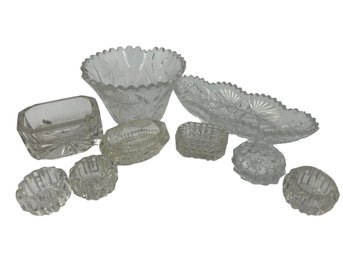 Collection Of Crystal And Glass Table Top Dinner Service Accessories