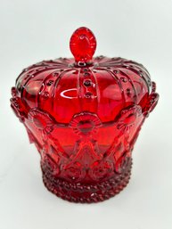 Vintage Fostoria Hapsburg Royal Crown Ruby Red Covered Candy Jar