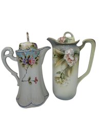 Collection Of 2 Antique Hand Painted R&S And Japanese Chocolate Pot's