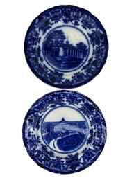 Lot Of 2 Of W. Adams & Co. 19th Century Flow Blue Plate Set