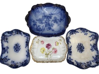 Collection Of Thoi Hughes, Dresden Germany & English Porcelain Blue Platters