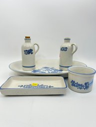 Vintage Pfaltzgaff Oil, Vinegar And Serving Platter Set