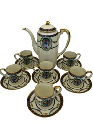 Vintage Noritake Hand Painted Tea Pot, Cups & Saucers