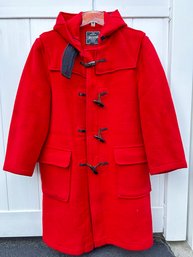 Gloverall Hooded Red Duffle Coat Made In England