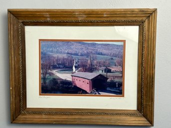 Bob Burgess, Signed, Photography Art, Framed & Matted - Covered Bridge, Arlington Vermont