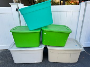 Lot Of 5 Rubbermaid, Sterlite, Rugged & Room Essentials Plastic Storage Bins, Totes