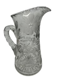 Large 11' Crystal Floral Theme Beverage Pitcher