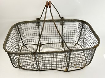 Vintage Galvanize Wire Hand Basket