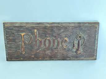 Vintage Wood Candlestick Phone Sign