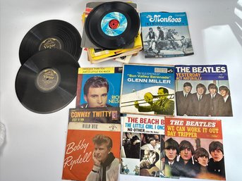 Collection Of 45 RPM & Other Records Beetles, Elvis, Rolling Stones Etc.