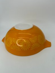 Vintage Pyrex 444 4 Quart Double Handle Orange Bowl Daisy Flower Style Pattern