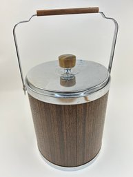 Vintage Kromex Ice Bucket With Faux Wood Finish