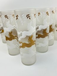 Vintage Set Of 12 Horse Theme Hi-ball Glasses