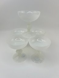 Vintage Set Of 5 White Opaline Sherbet Glasses