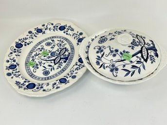 Blue Heritage - England- Serving Plate And Lidded Bowl