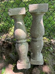 2 Cast Cement Garden Pillars