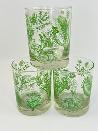 Set Of 3 Green Theme Herbs/spices Glassware Set