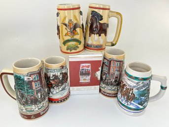 Vintage Budweiser & Bud Light Beer Steins Set Of 7