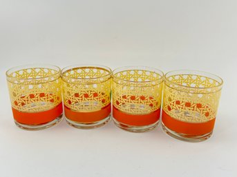 Vintage George Briard Art Deco Old Fashion Glasses - Set Of 4