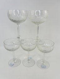 Etched Crystal Champagne Glasses Set Of 5