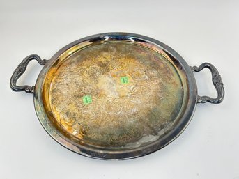 Silver On Copper Round Serving Platter