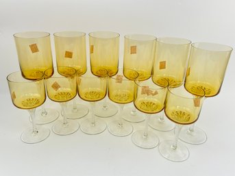 Vintage Amber Cocktail Glasses Set Of 12