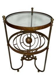 Vintage Iron And Glass Top Armillary Side Table
