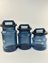 Blue Glass Canister Set Of 3