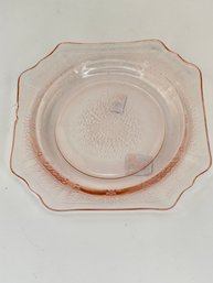 Pink Depression Glass Etched Snowflake Dish