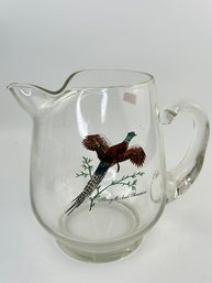 Ring Necked Pheasant Glass Pitcher