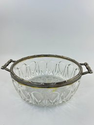 Reims, France Silver Plate And Crystal Bowl