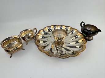 Collection Of Silver Plate & Silver On Copper Serving Pieces