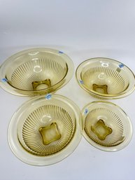 Vintage Yellow Glass Nesting Mixing Bowls