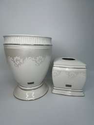 Carlton Hotel Collection Bathroom Waste Basket & Matching Tissue Box Holder