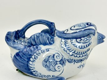 Cobalt Blue And White Porcelain Bird Creamer