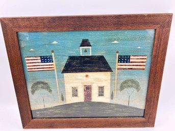 Warren Kimble Framed Folk Art School House Print