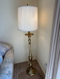 Brushed Brass Regency Style Floor Lamp With Shade