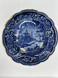 Antique Flow Blue Clews Staffordshire  Warranted Chinoiserie Style Plate