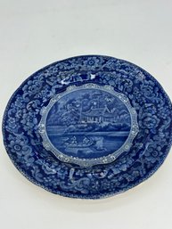 Antique Unidentified Flow Blue Chinoiserie Style Plate