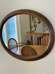 Large Oval Decorative Mirror With Wood Frame