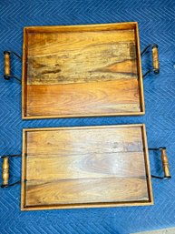 Matching Set Of Large Wood Serving Trays