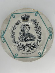 Antique 1837 Queen Victoria ' God Save The Queen' Commemorative Plate With Gold Guilt Edge