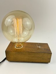 Edison Table/desk Lamp With Wood Base And Flip Switch