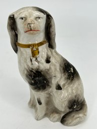 Antique Small English Staffordshire Seated Spaniel Dog
