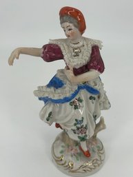 Antique Meissen Style Dancing Woman Figurine